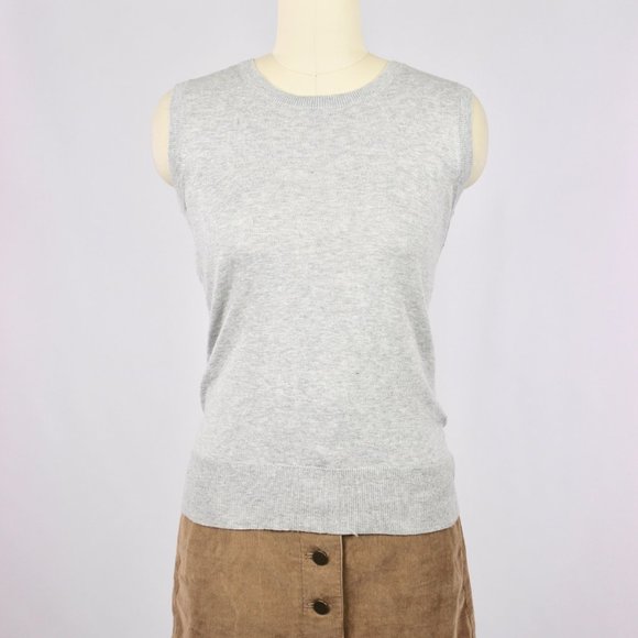 BARNEY'S NEW YORK Light Grey Silk Cotton Blend Knit Cardigan Tank Set - Picture 8 of 12